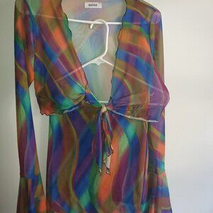 2pc rainbow colored skirt set